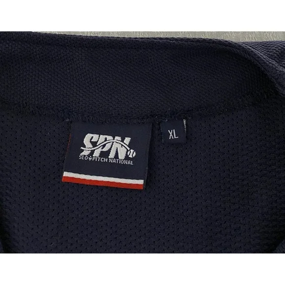 SPN Slo Pitch National Championship Pullover Jersey Navy Red Mens XL 1/4 Zip‎ - Picture 6 of 12